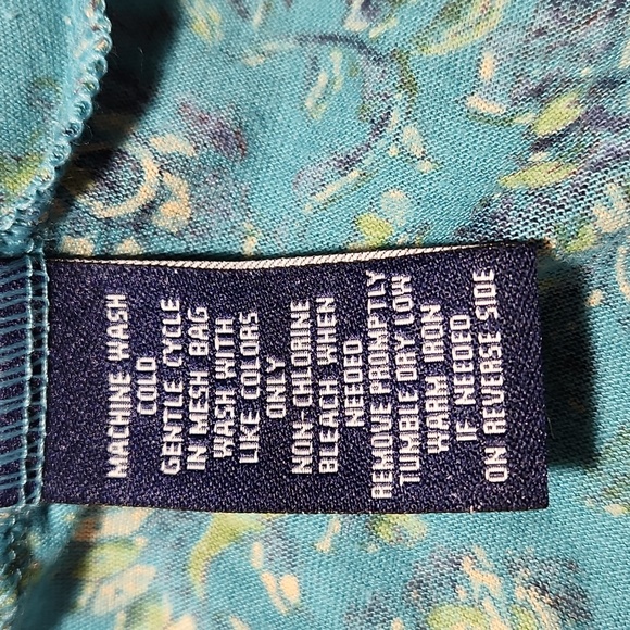 Chaps Multicolor Floral Print Halter w/Brown Rope Strap Clasp in Back Sz. M - Picture 7 of 8